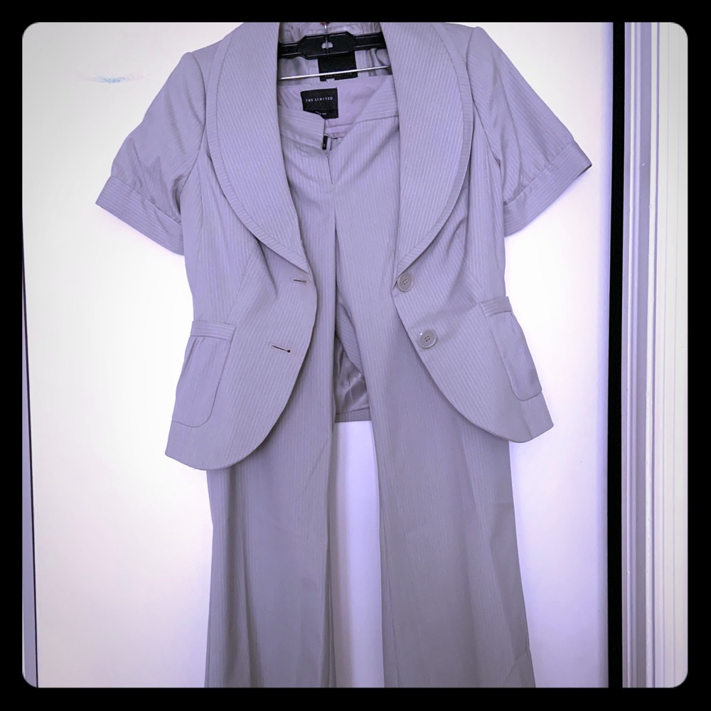 Grey pinstriped suit